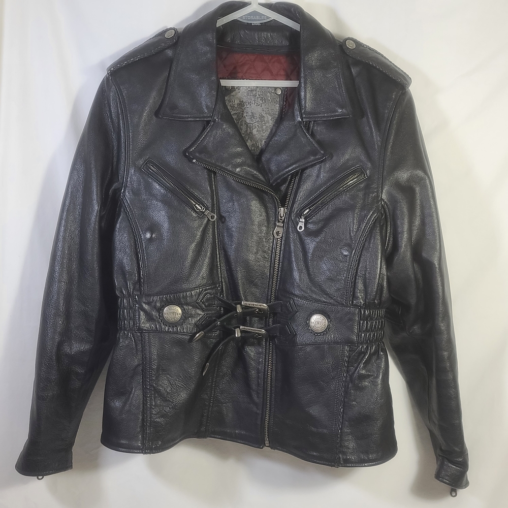 Flying Bikes Oakwood Thinsulate Leather Motorcycle Jacket Womens XXL Black